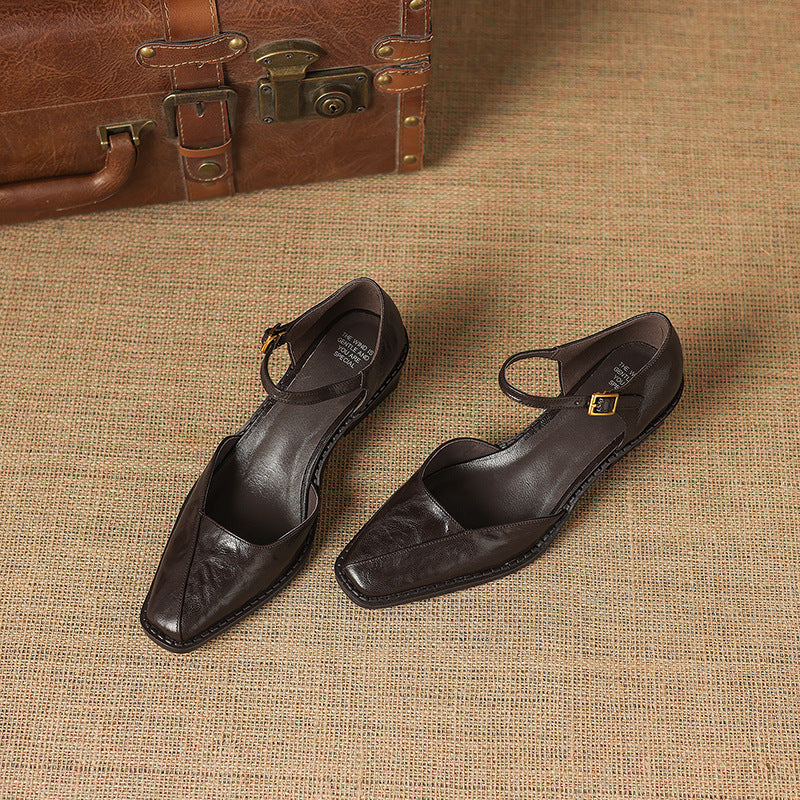Celor Genuine Leather Ankle Strap Pumps