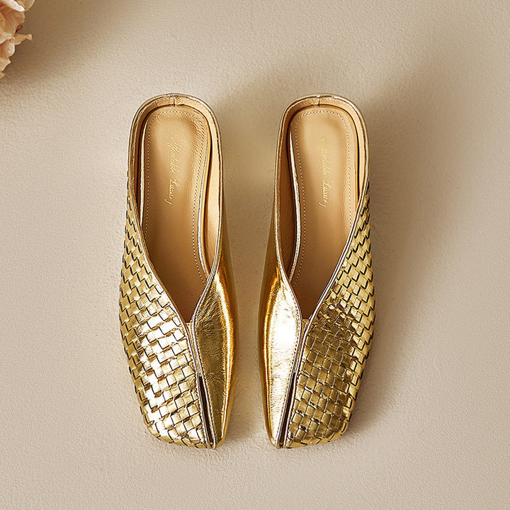 Eline Genuine Leather Metallic Mule Heels