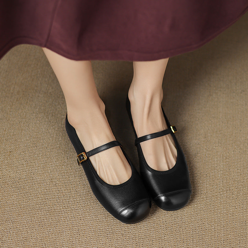 Derya Genuine Leather Flats