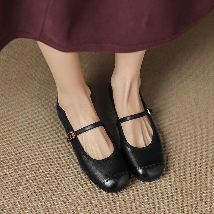Derya Genuine Leather Flats
