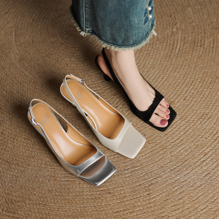 Vesia Genuine Leather Slingback Sandals
