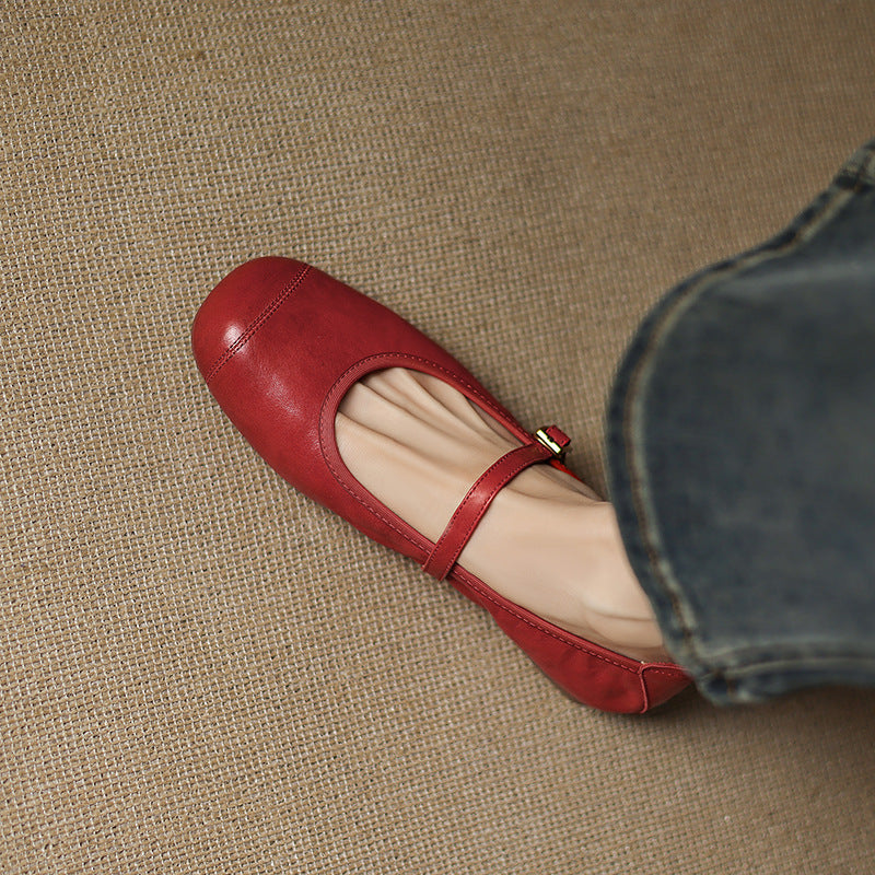 Derya Genuine Leather Flats