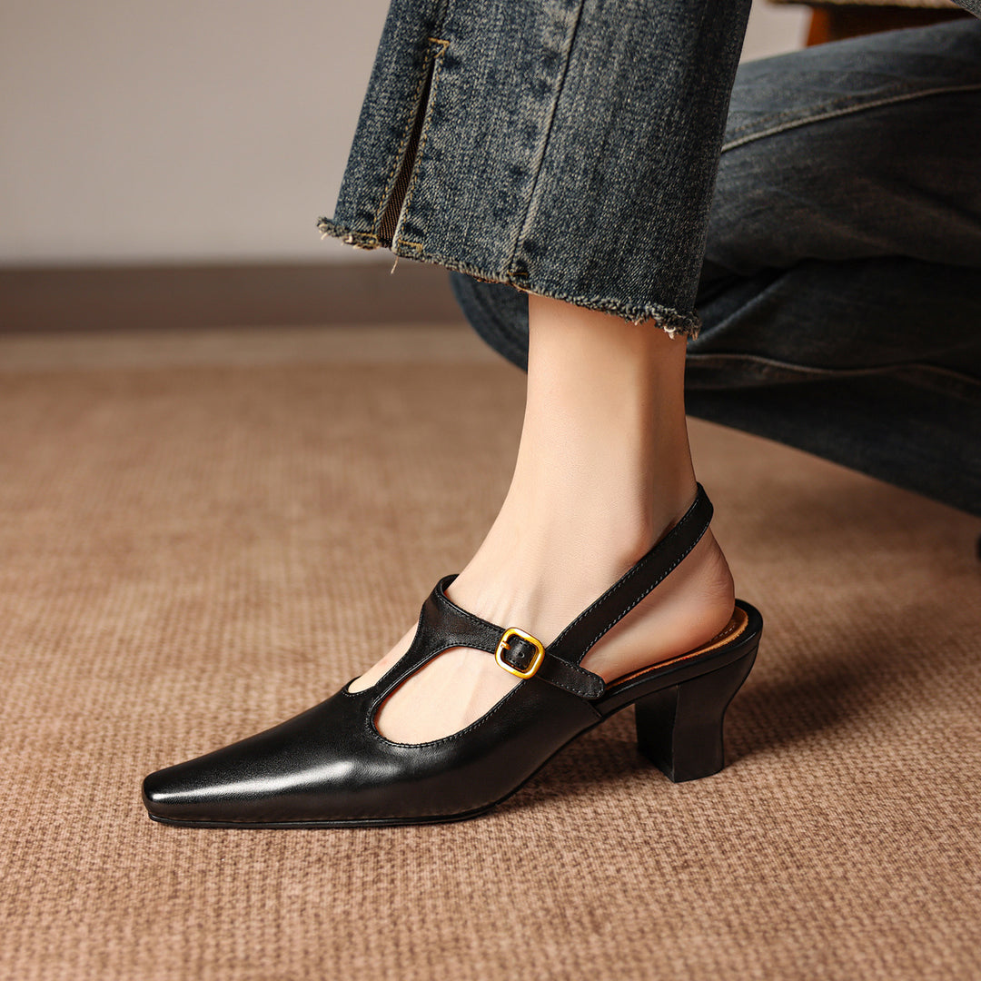 Celyn Genuine Leather T-strap Heels