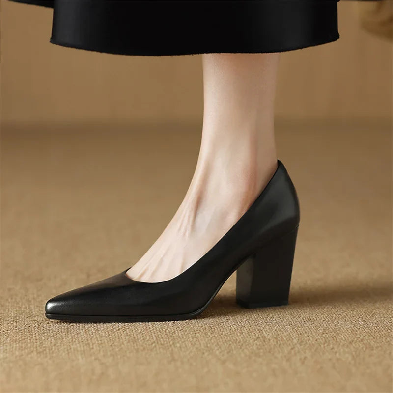 Nora Genuine Leather Heels