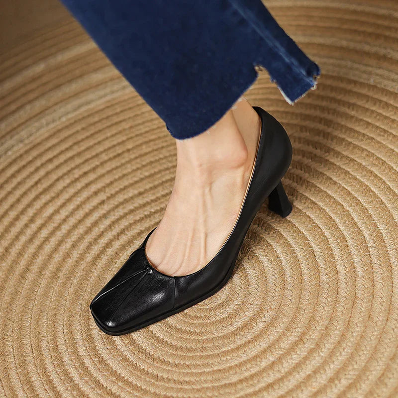 Amber Genuine Leather Heels