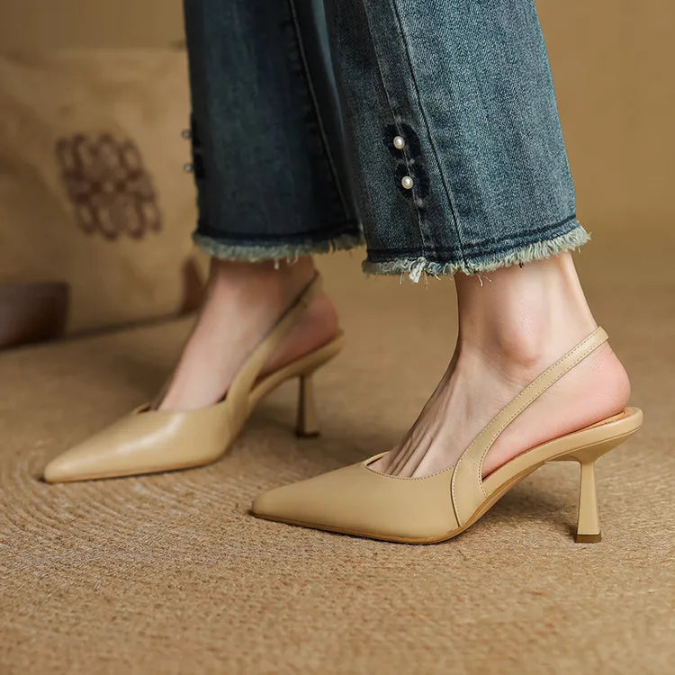 Fauna Genuine Leather Slingbacks