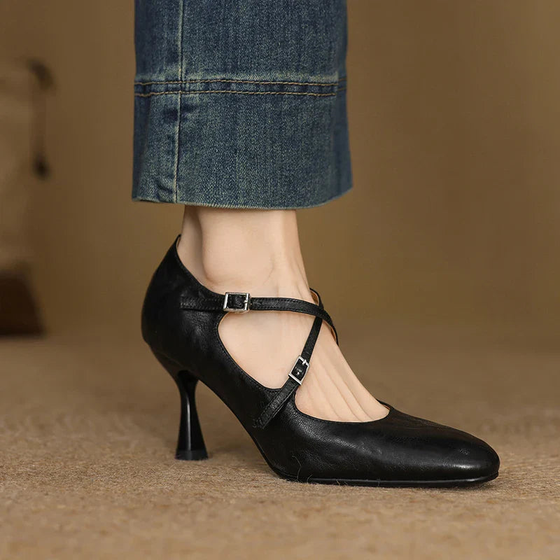 Leyla Genuine Leather Heels