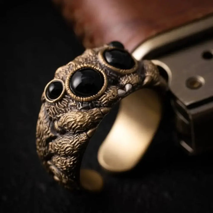 Black Agate Spider Ring