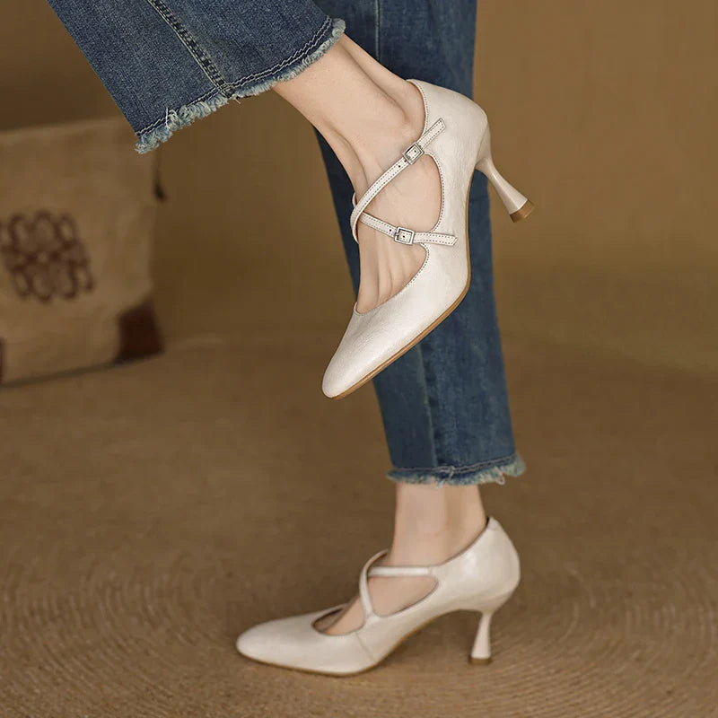 Leyla Genuine Leather Heels