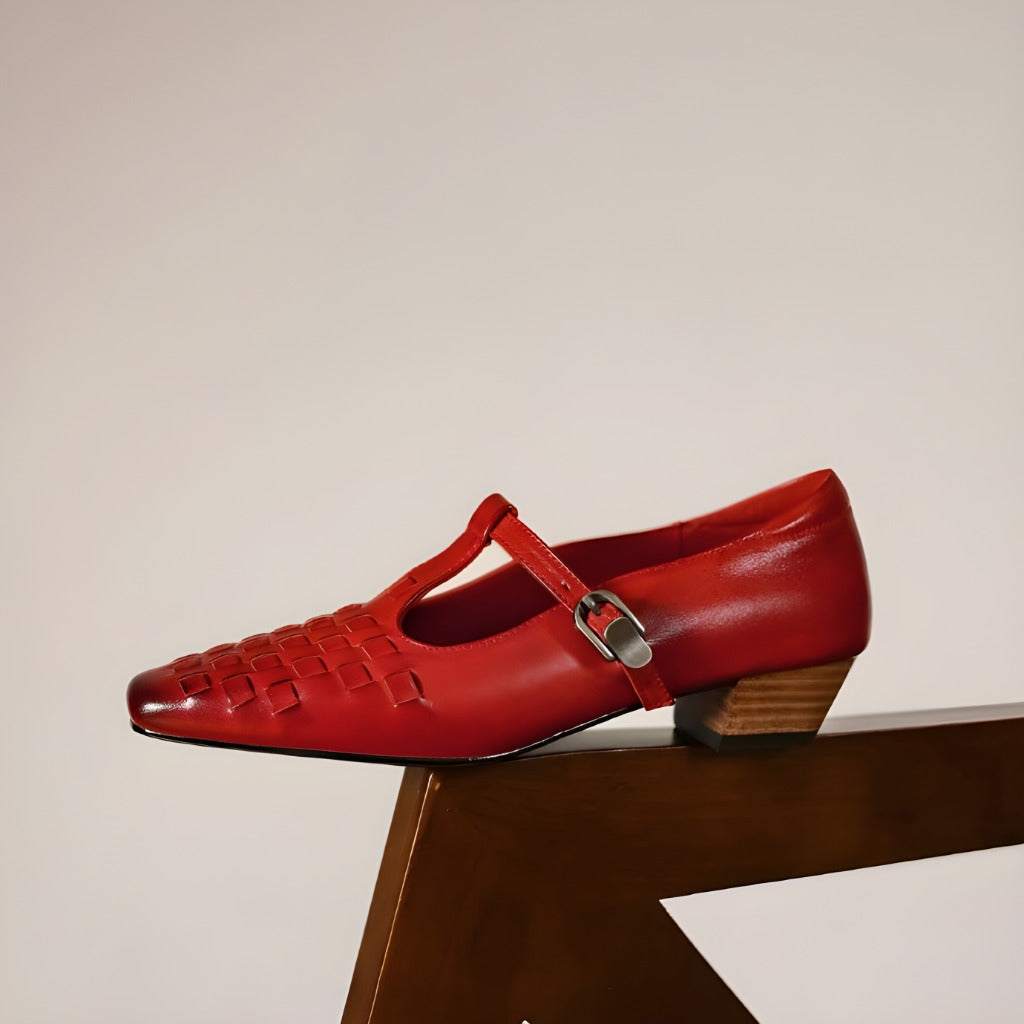 Cora Genuine Leather T-Strap Flats