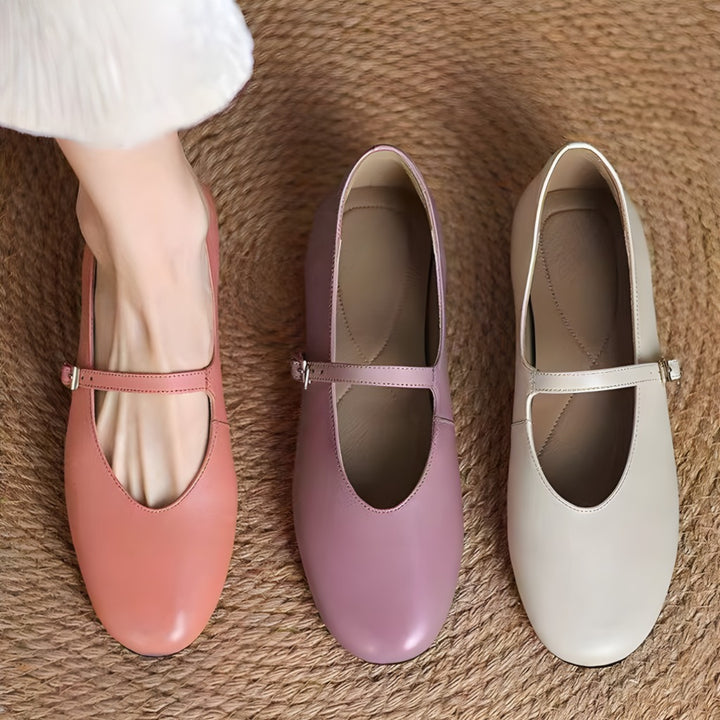 Ela Genuine Leather Mary Jane Pumps