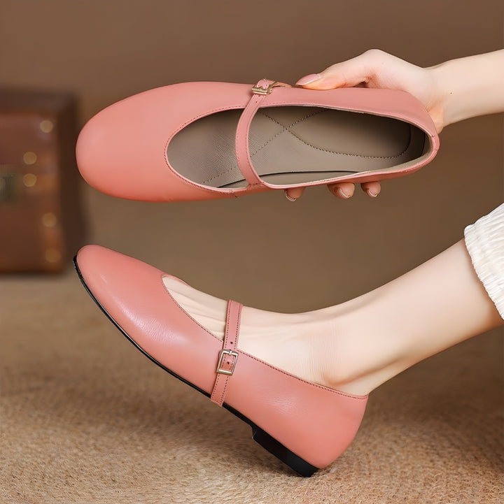Ela Genuine Leather Mary Jane Pumps