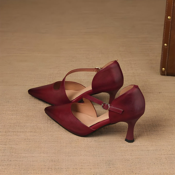 Dalis Genuine Leather Crossover Strap Heels
