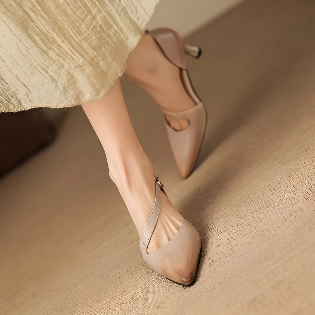 Dalis Genuine Leather Crossover Strap Heels