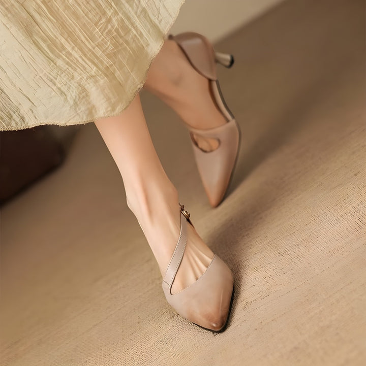 Dalis Genuine Leather Crossover Strap Heels