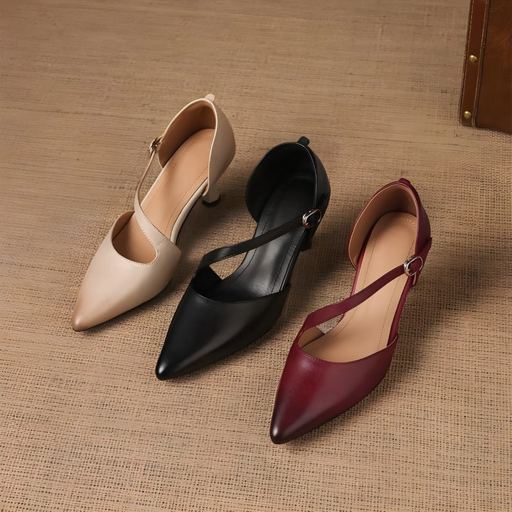 Dalis Genuine Leather Crossover Strap Heels