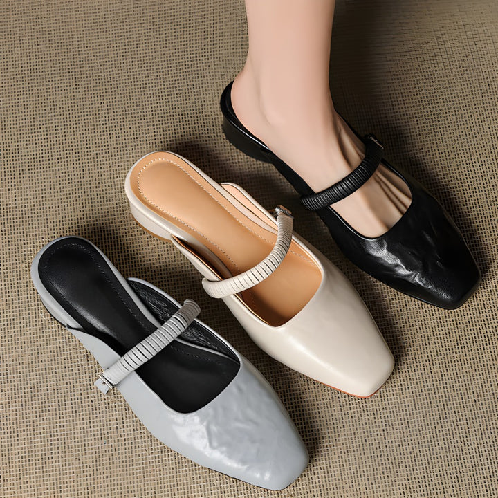 Devia Genuine Leather Mary Jane Mules