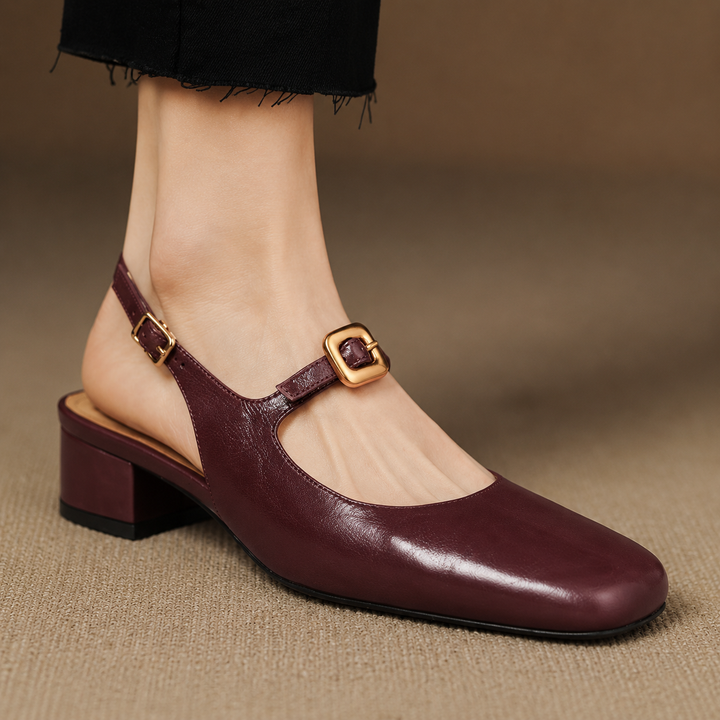 Brina Genuine Leather Slingback Heels