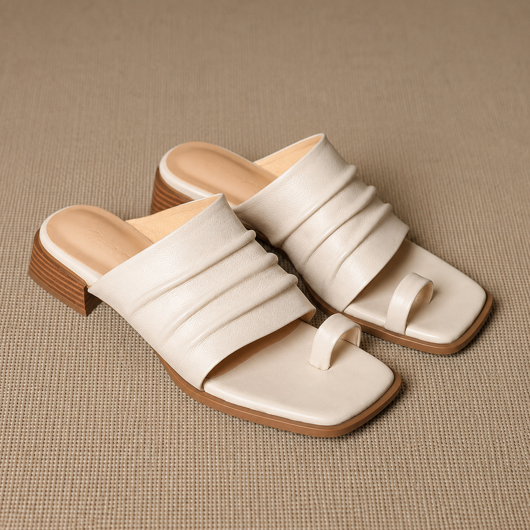 Fiori Genuine Leather Toe-Loop Mules