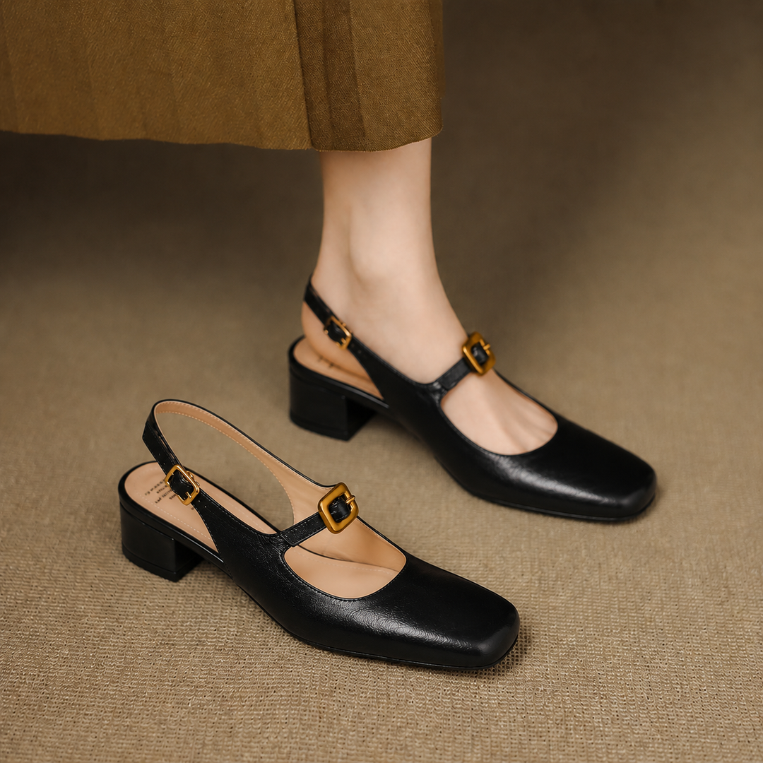 Brina Genuine Leather Slingback Heels
