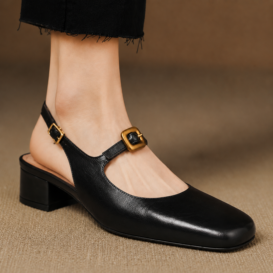 Brina Genuine Leather Slingback Heels