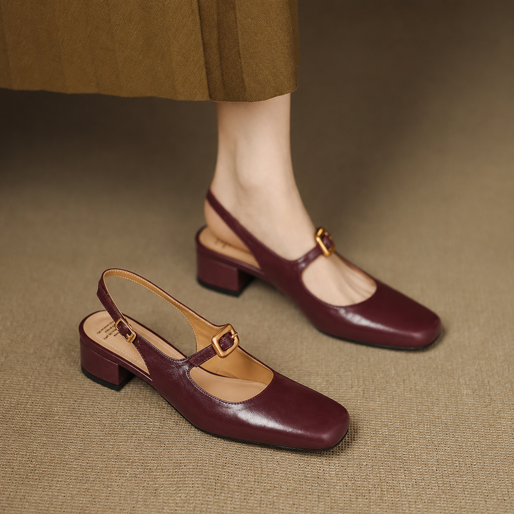 Brina Genuine Leather Slingback Heels