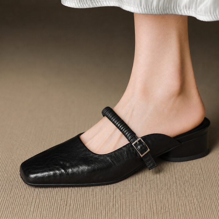 Devia Genuine Leather Mary Jane Mules