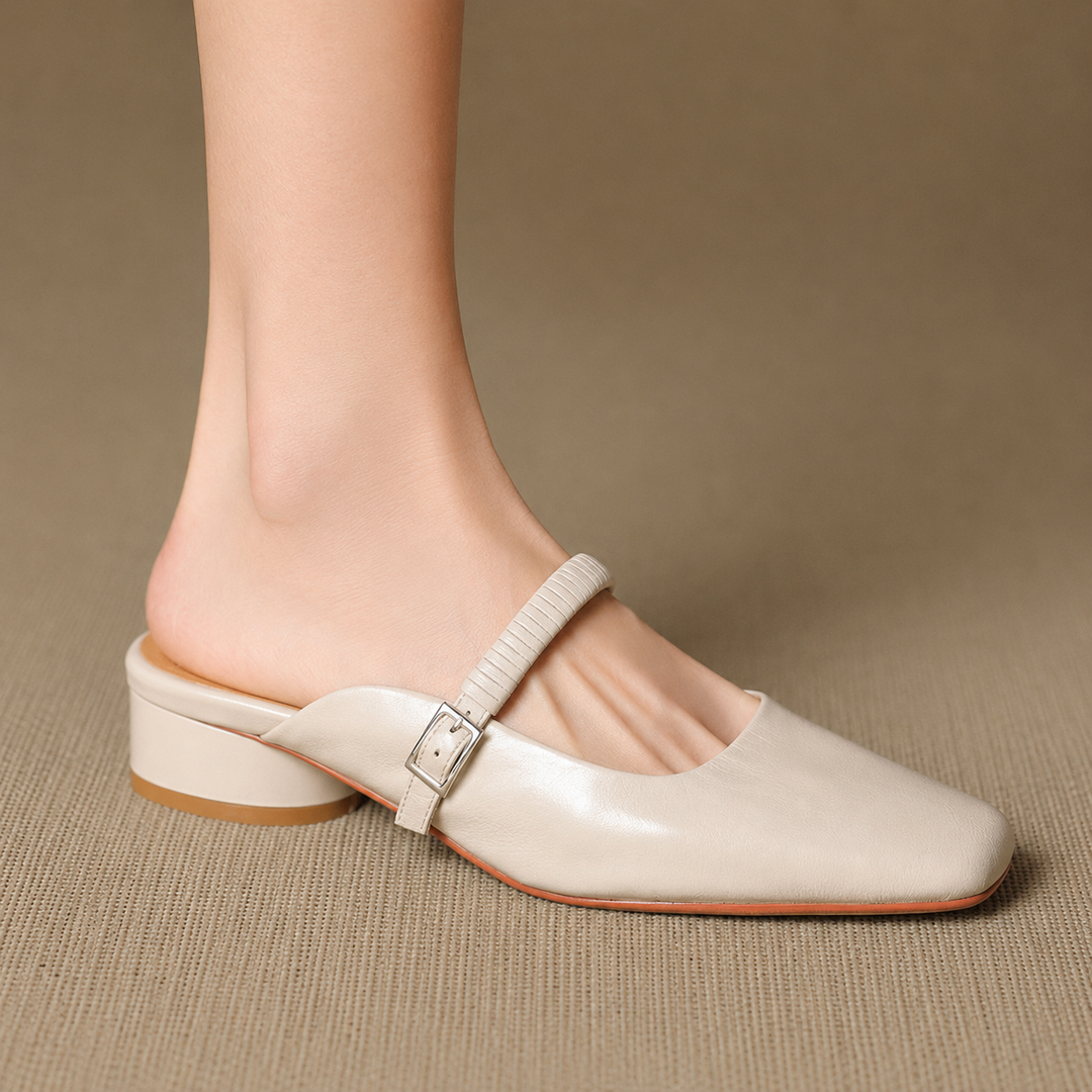 Devia Genuine Leather Mary Jane Mules