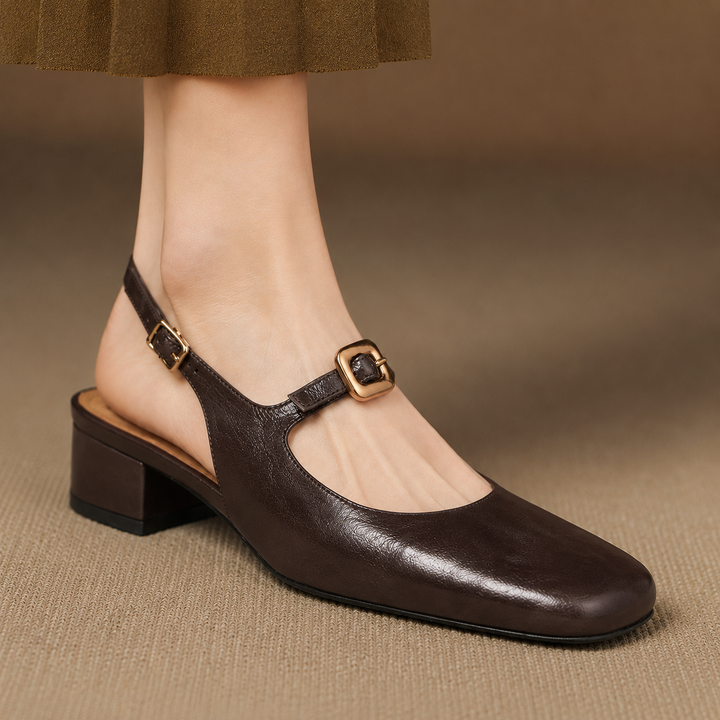 Brina Genuine Leather Slingback Heels