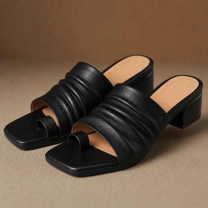 Fiori Genuine Leather Toe-Loop Mules