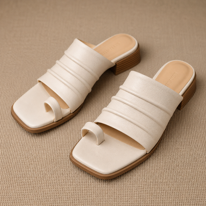 Fiori Genuine Leather Toe-Loop Mules