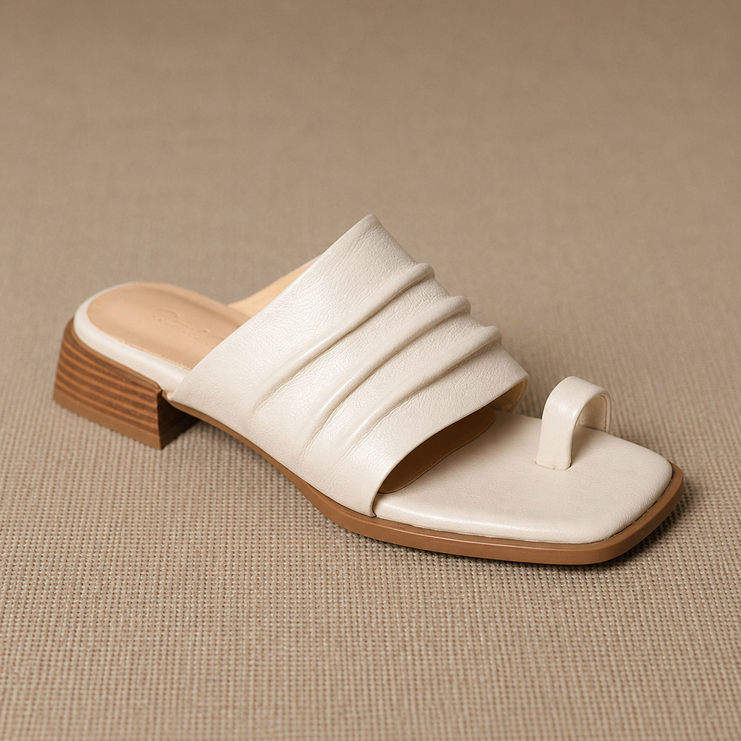 Fiori Genuine Leather Toe-Loop Mules