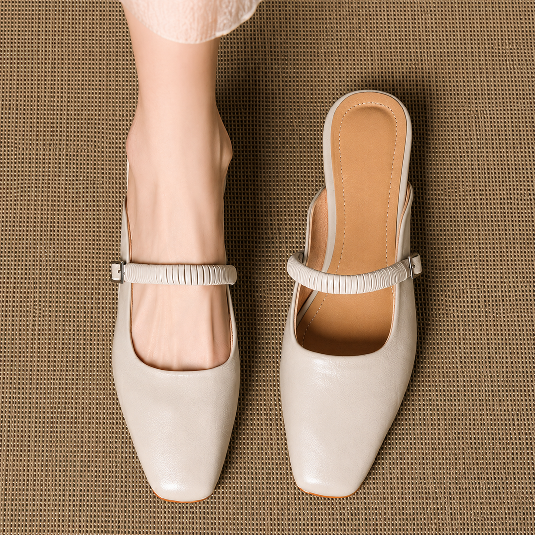 Devia Genuine Leather Mary Jane Mules