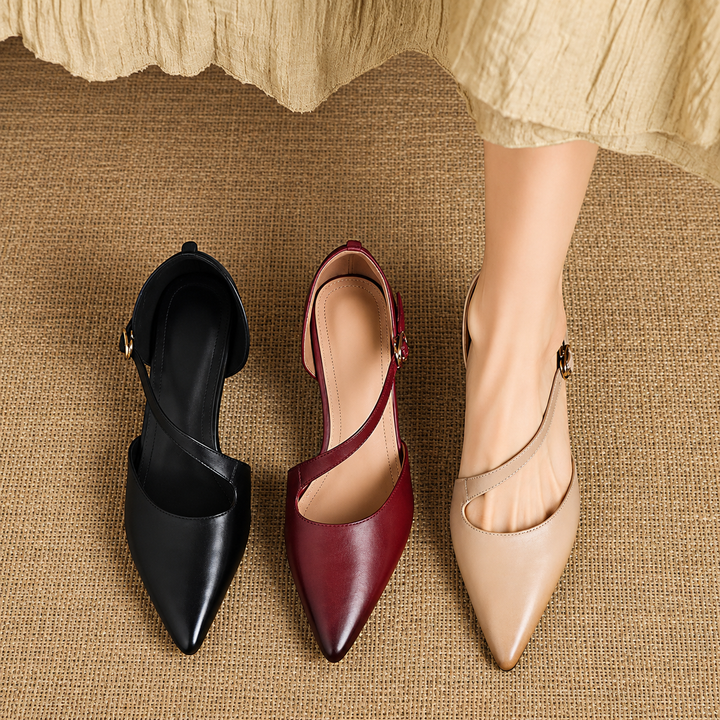 Dalis Genuine Leather Crossover Strap Heels