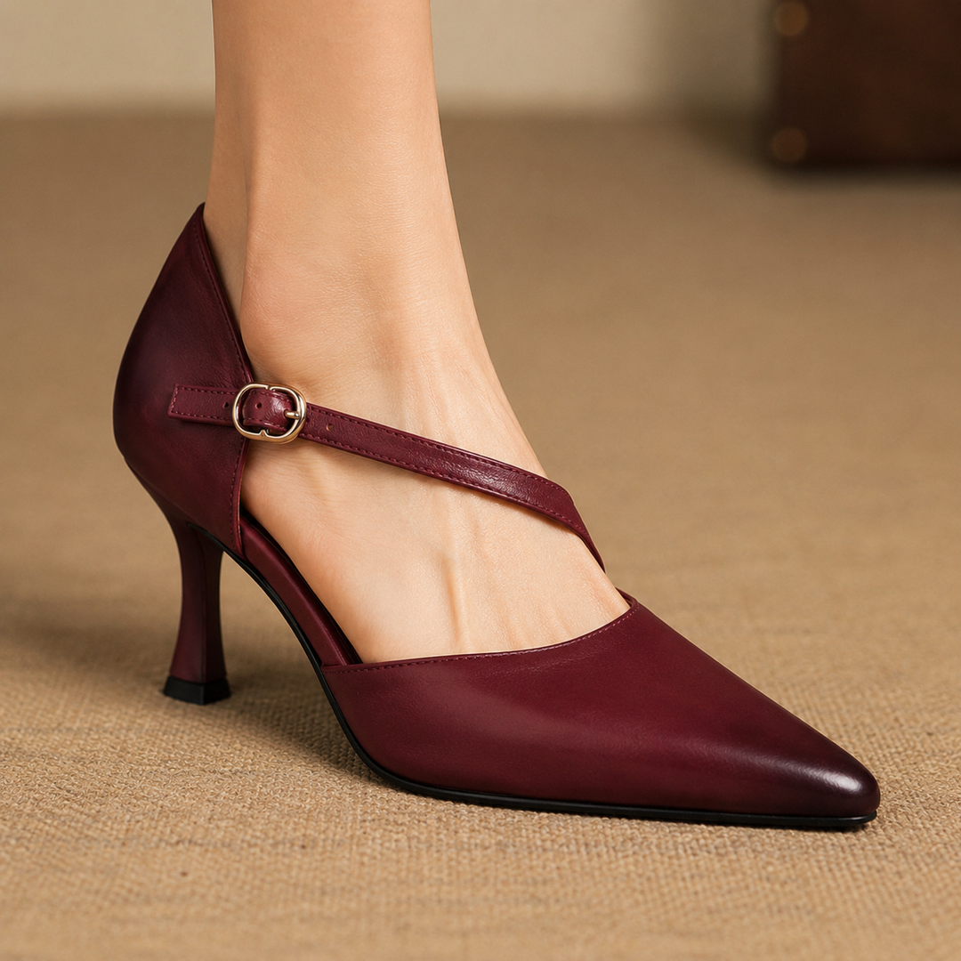 Dalis Genuine Leather Crossover Strap Heels