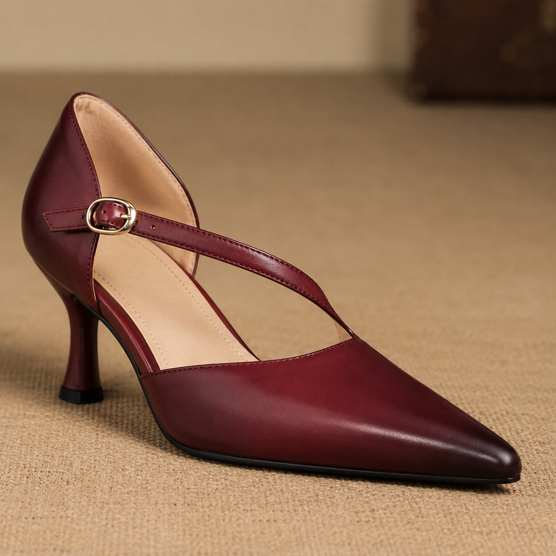 Dalis Genuine Leather Crossover Strap Heels