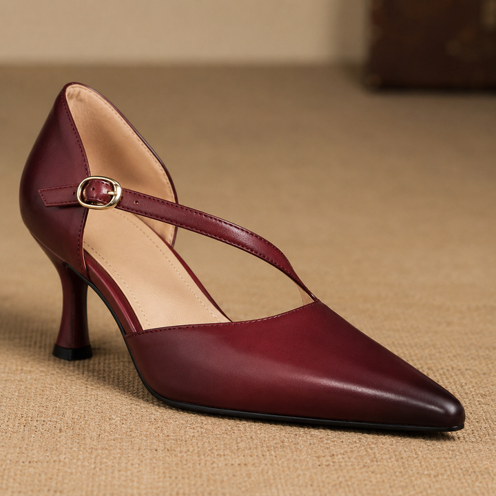 Dalis Genuine Leather Crossover Strap Heels