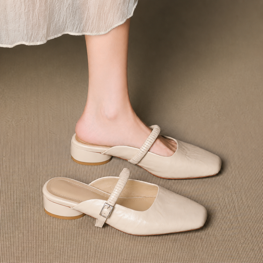 Devia Genuine Leather Mary Jane Mules