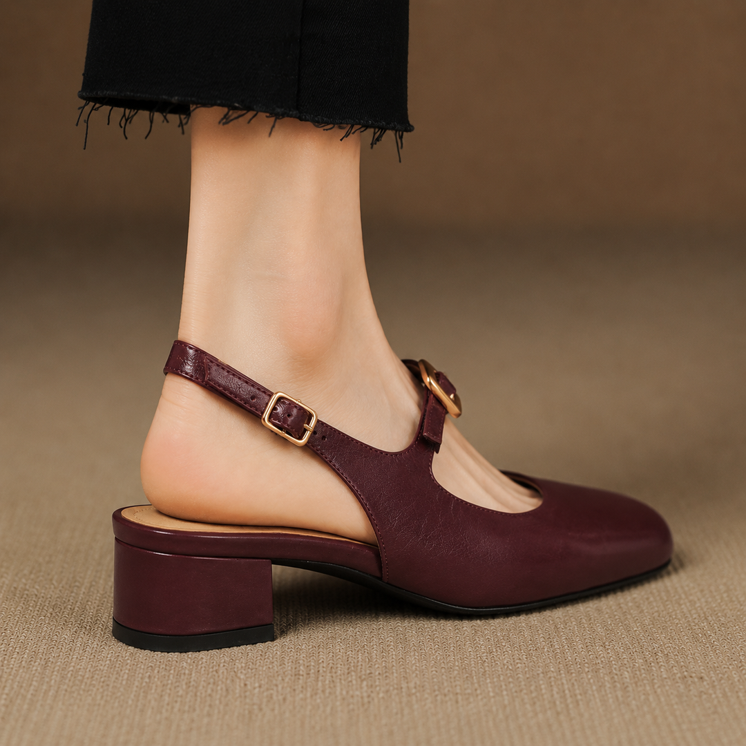 Brina Genuine Leather Slingback Heels