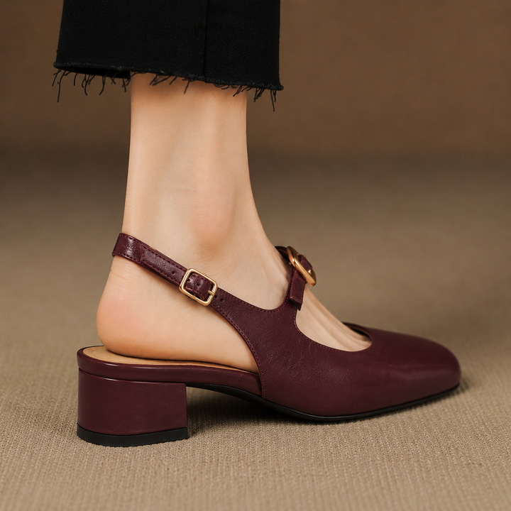 Brina Genuine Leather Slingback Heels
