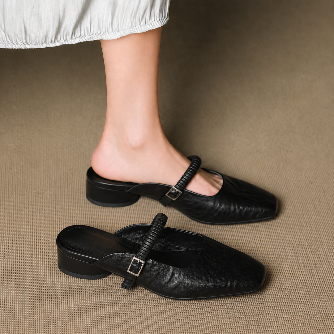 Devia Genuine Leather Mary Jane Mules