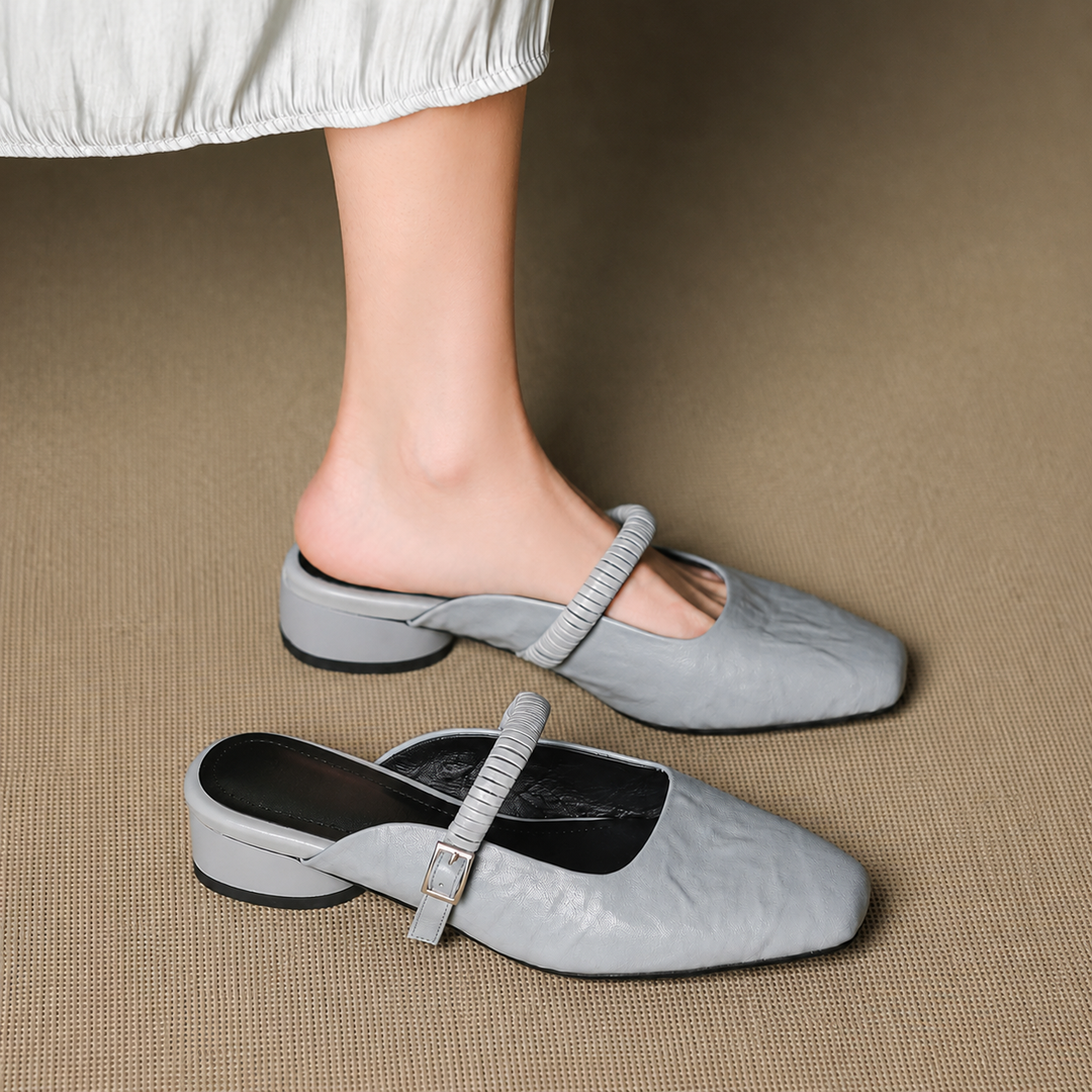 Devia Genuine Leather Mary Jane Mules