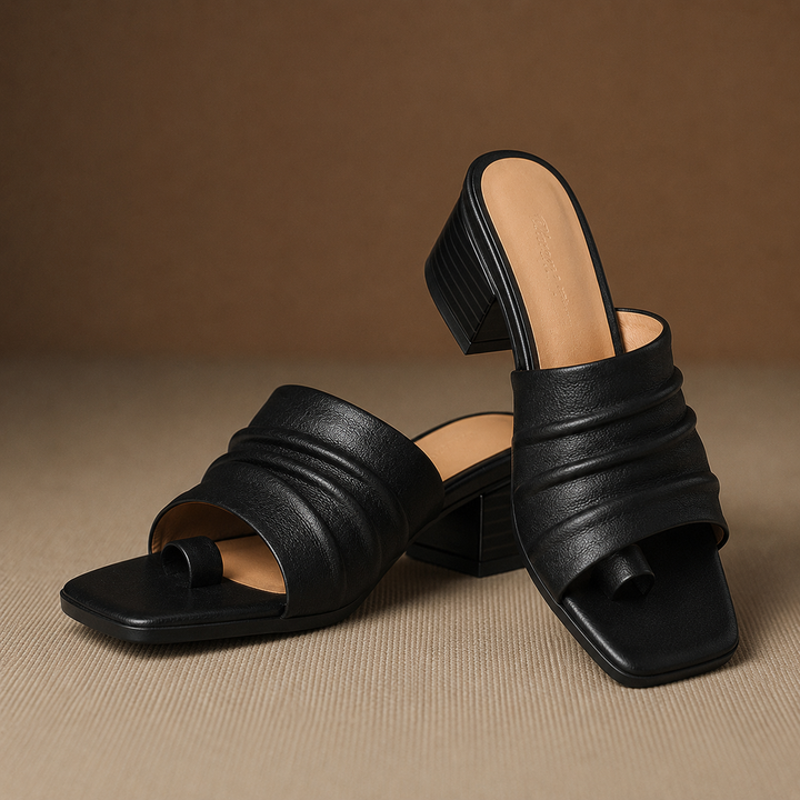 Fiori Genuine Leather Toe-Loop Mules